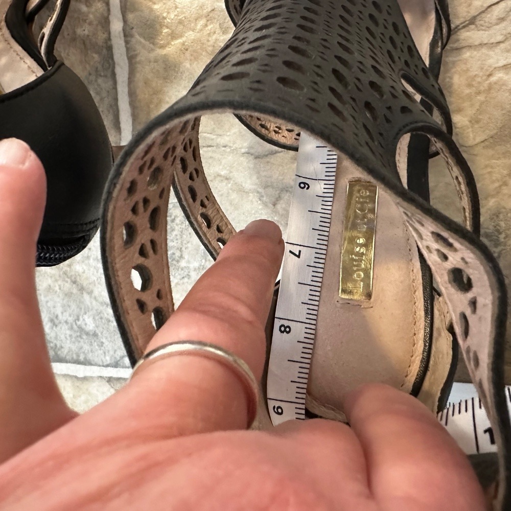 Louise‎ et Cie Heels Sandals Leather Perforated Stiletto Black 7.5 - Picture 9 of 9
